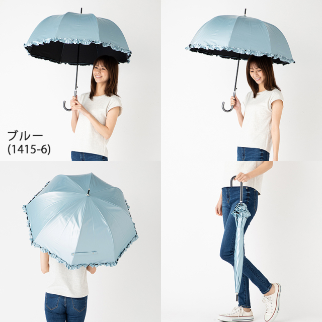 UV晴雨兼用ジャンプ傘 フリル 55cm｜日傘専門店【リーベン】