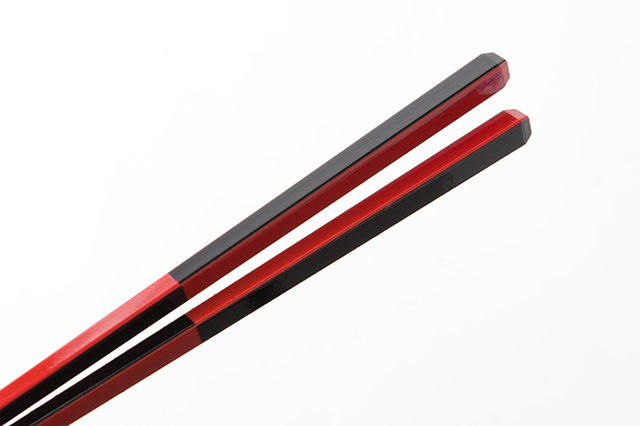 食洗機OK樹脂製】面取角塗箸 赤黒市松 22．7cm 業務用高級箸