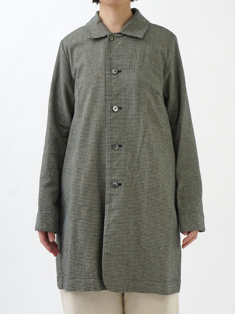 インディゴ千鳥ワイド襟コート