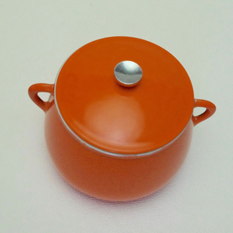 フランス ブロカント 鍋 （ビーンズ ポット） オレンジ