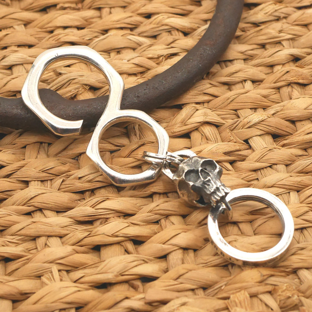 TOOL925 シルバースカルフックキーホルダー silver skull hook keychain