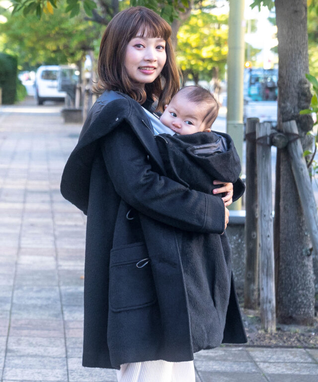 ボリュームフード ダッフル ママコート マルチ防寒カバーつき