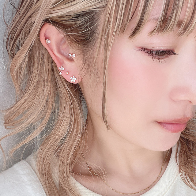 14G 16G ］オーロラ キュービック 大人かわいい ちび サイズ フラワー