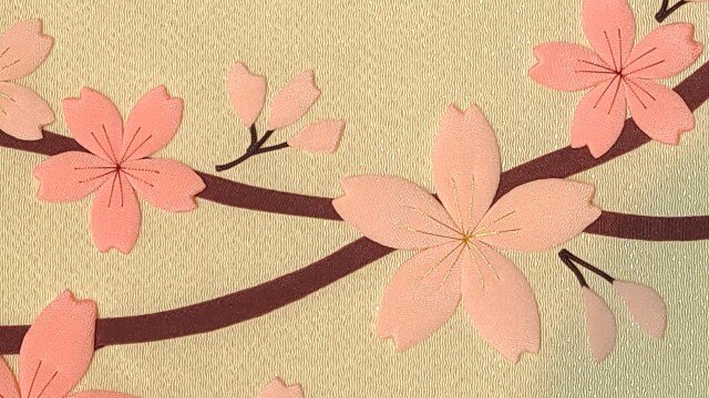 古布押絵タペストリー【枝垂桜に光花立雛】 『くろちく』 手しごと屋