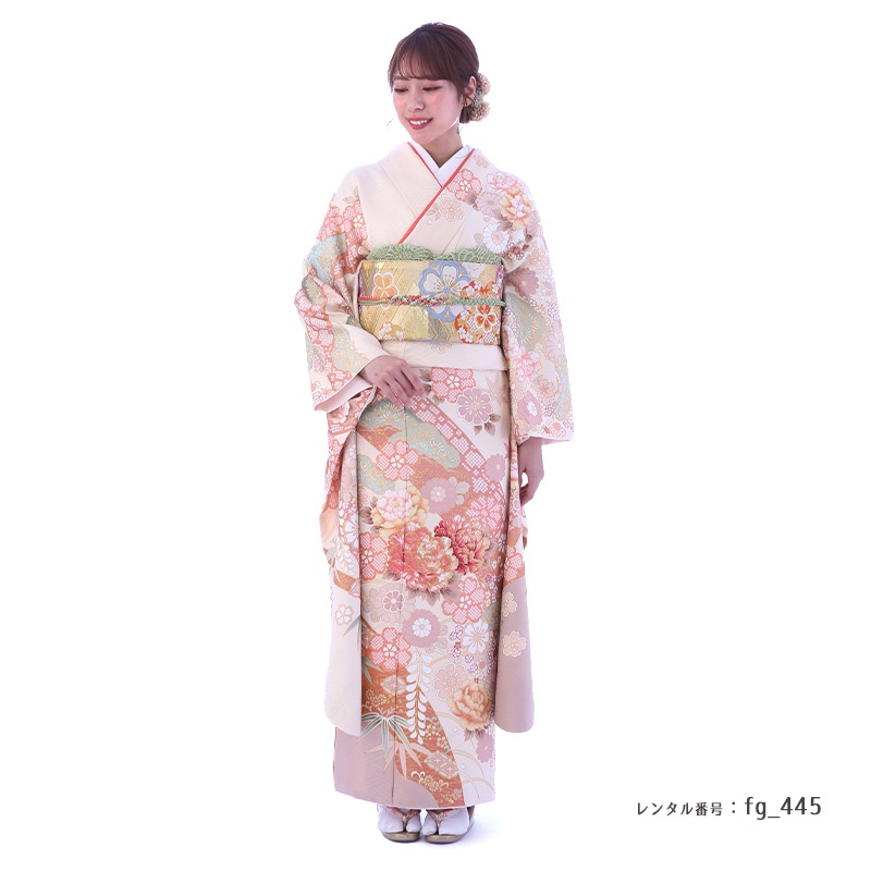 fg_445b】桜色の華やかな振袖 、花と自然の美を象徴した一着。｜着物