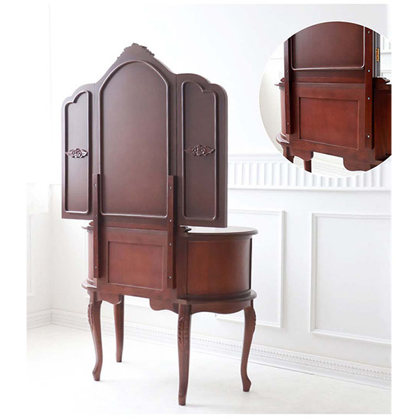三面鏡ドレッサー 輸入家具 猫脚 ブラウン おしゃれ アンティーク調