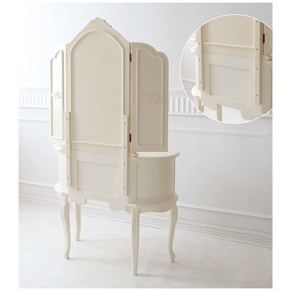 三面鏡ドレッサー 輸入家具 猫脚 ホワイト おしゃれ アンティーク調 開