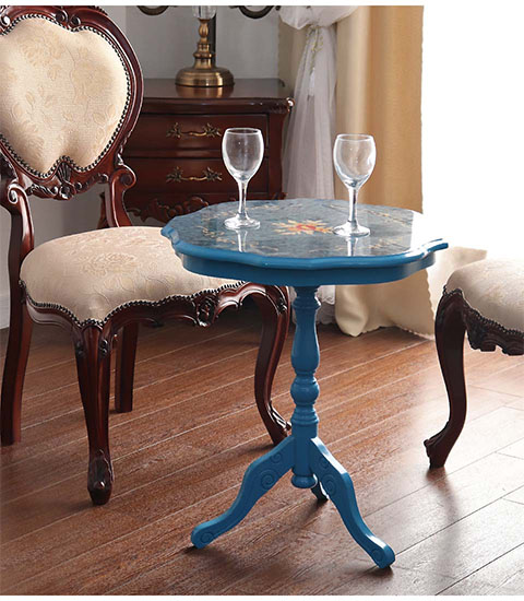 イタリア製 象嵌コーヒーテーブル（サイドテーブル） ブルー｜Y-KAGU