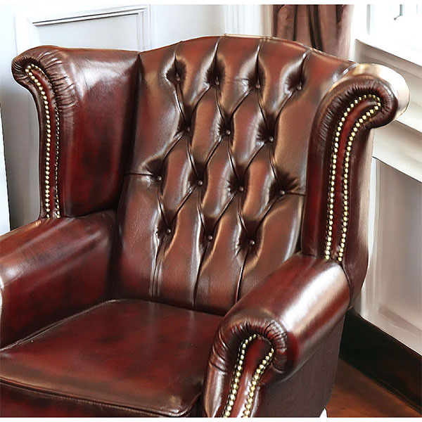 本革使用 チェスターフィールド ウィングバック 1人掛けソファ (1P