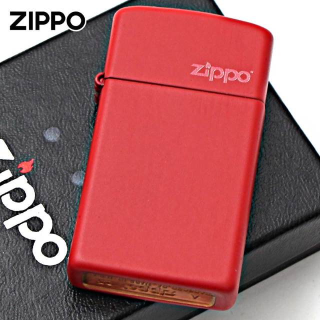 Zippo ジッポー スリム レッド マット ジッポ ロゴ SLIM Red Matte