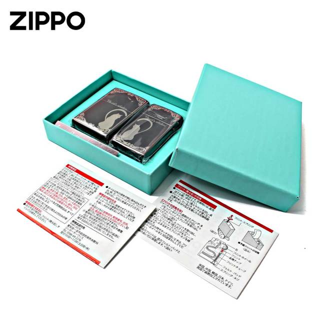 Zippo ジッポー ペア ねこ 猫 ラブ シルエットハート ブラック