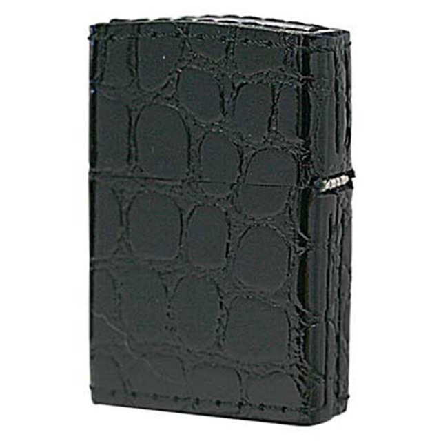Zippo ジッポー 革巻き 本革 クロコダイル ワニ 黒 ブラック｜Zippo