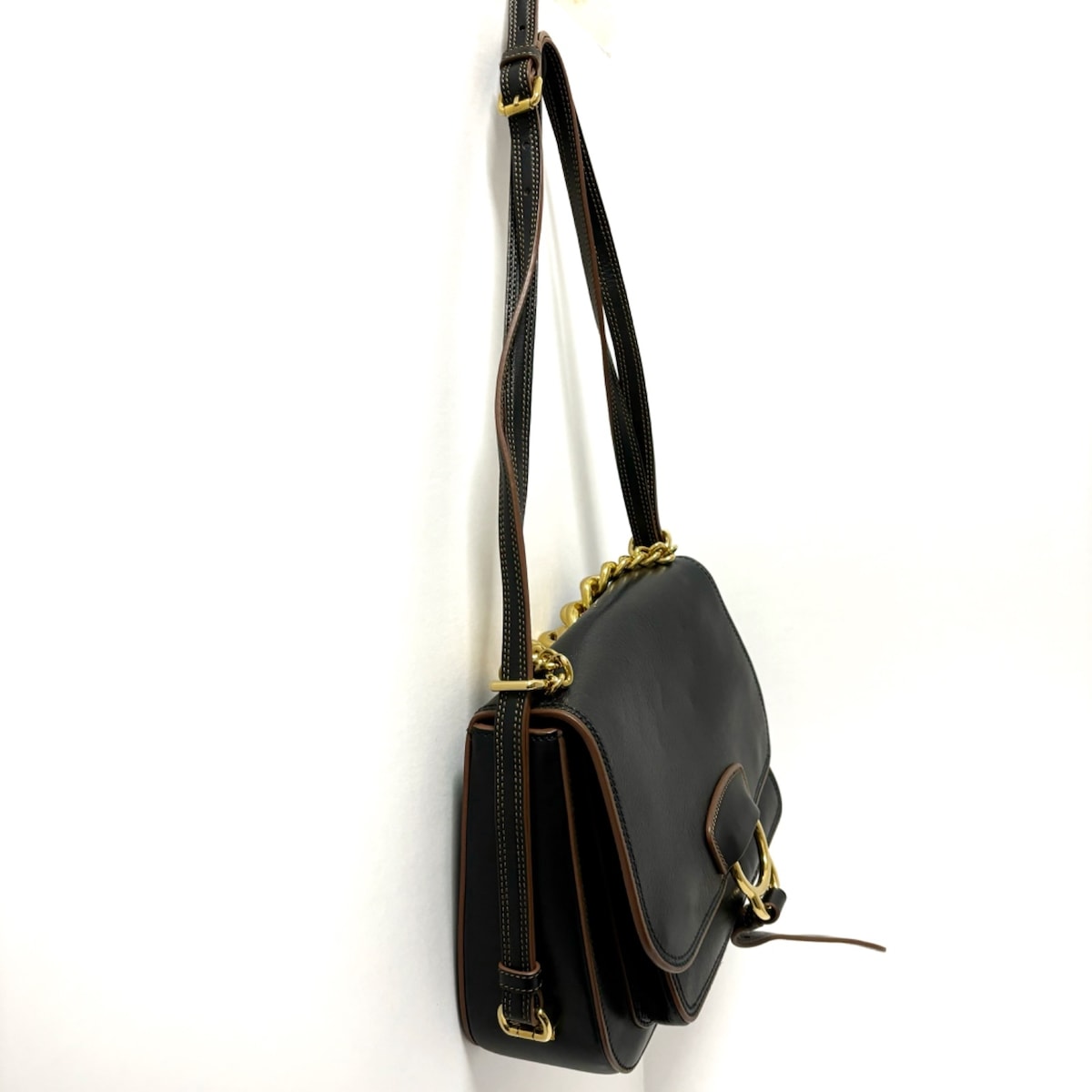 ミュウミュウ/ショルダーバッグ/ダリア/黒×ブラウン/ゴートスキン