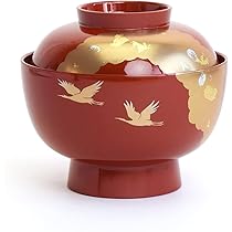Amazon.co.jp: まえじゅう漆器 雑煮椀 お椀 お雑煮 蓋付き 光輝 黒内朱