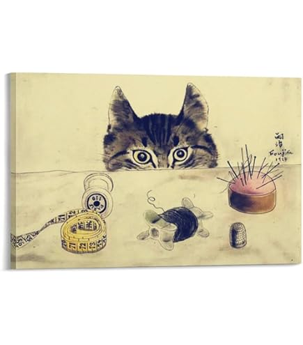 Amazon.co.jp: ノーブランド品 猫の素晴らしい絵画 キャンバスアート