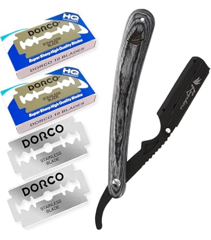 Amazon.co.jp: BARBERTOP カミソリ 西洋剃刀本体+替刃100刃+ひげブラシ