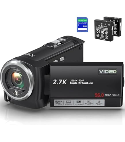 Amazon | ビデオカメラ 4K 48MP 30FPS18Xデジタルズーム 外付けマイク