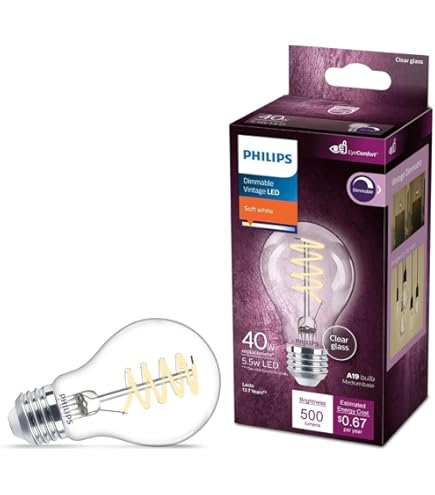 Philips LED Vintage Flicker-Free Clear Spiral ST19, Dimmable