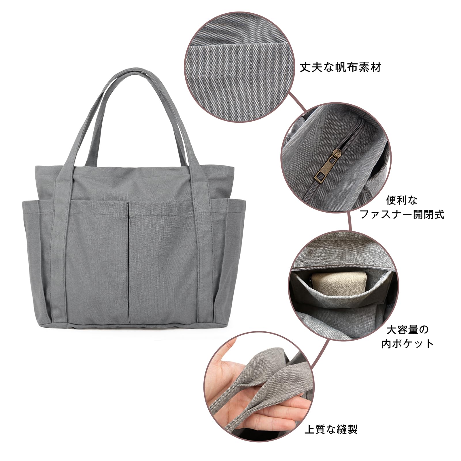 imeetu] トートバッグ キャンバス 肩掛けバッグ レディース メンズ A4