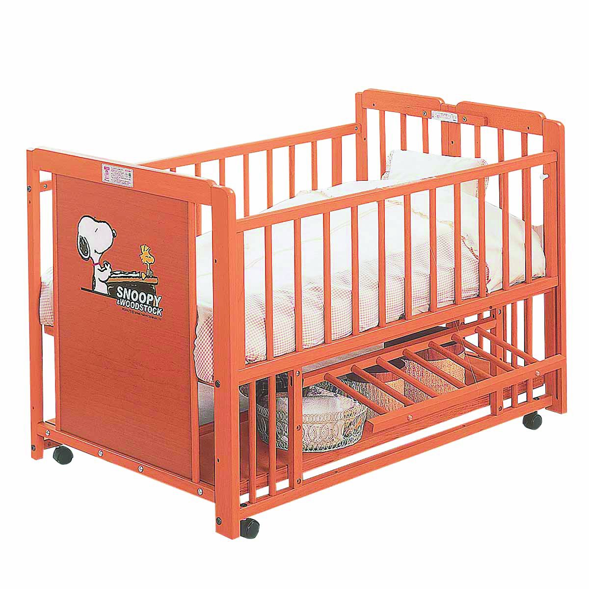 キンタロー ベビーベッド 4WAY スヌーピー デスク エコ ライトブラウン