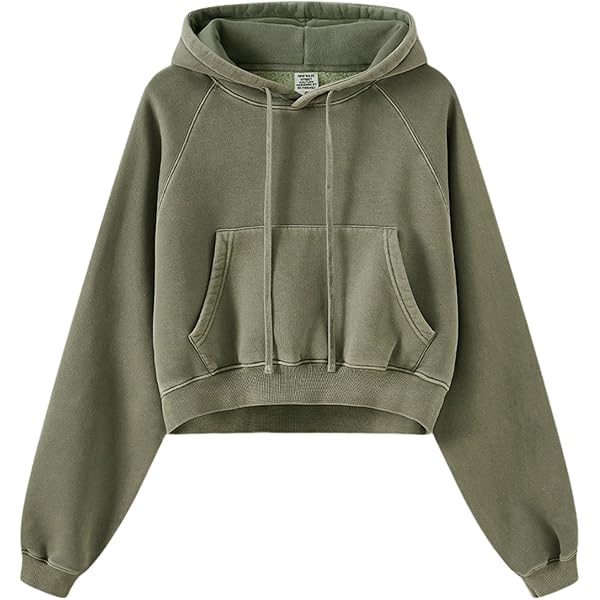 Gihuo Women's Cropped Hoodie Acid Wash Oversized Short Pullover