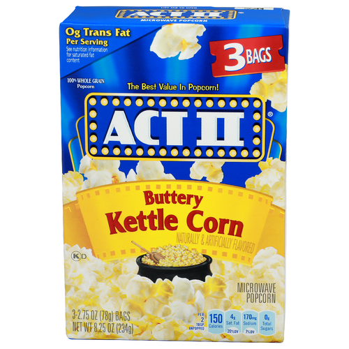 Act II Buttery Kettle Corn Microwave Popcorn - 2.75 Ounce - 3