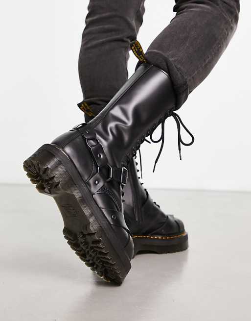 Dr Martens 1914 quad harness leather boots in black | ASOS