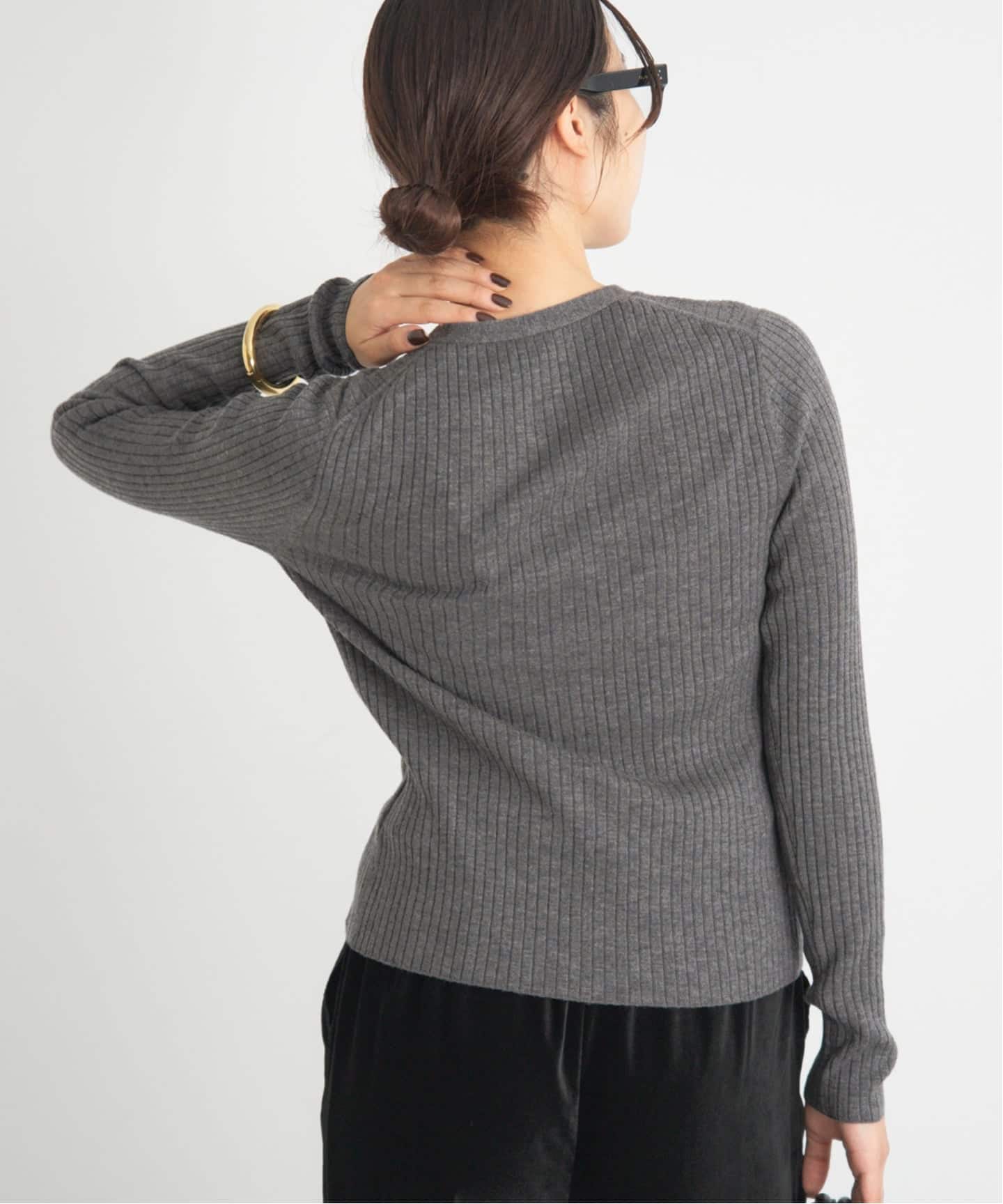 追加》イタリア ヤーン RIB Vネックカーディガン（カーディガン