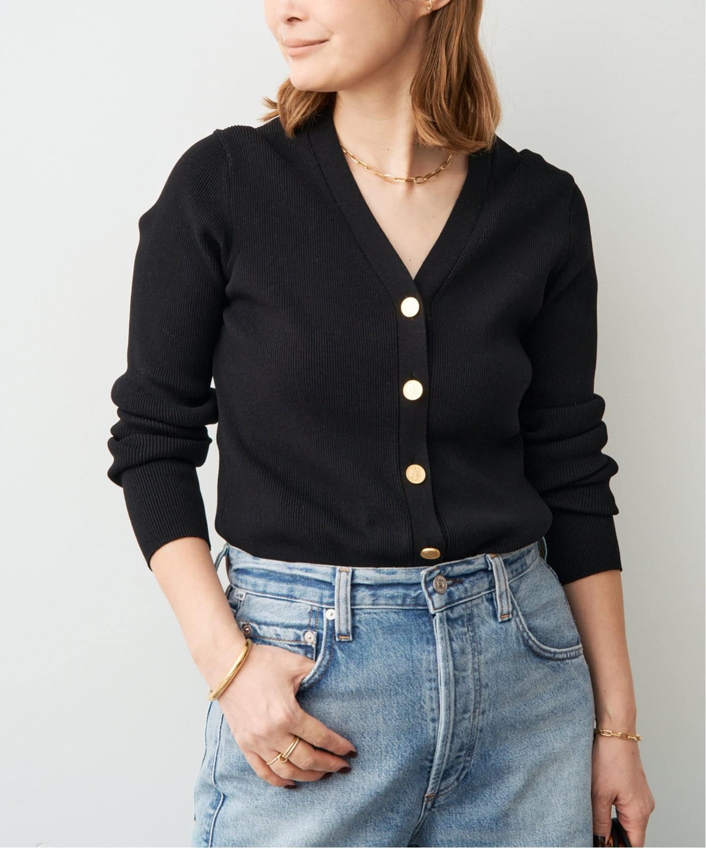 DINER RIB Vネックカーディガン（カーディガン）｜Deuxieme Classe