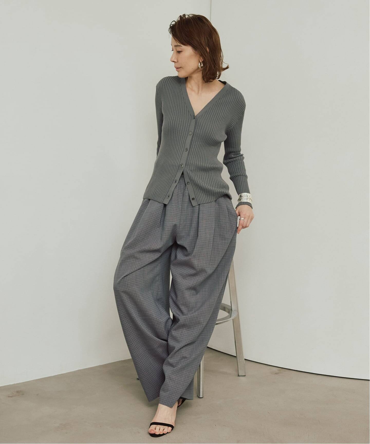 イタリア糸 RIB Vネックカーディガン（カーディガン）｜VERMEIL par