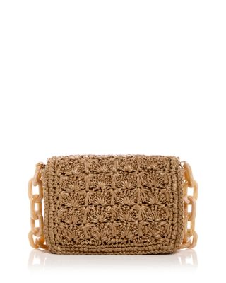 Oscar de la Renta O Pochette Crochet Raffia Shoulder Bag