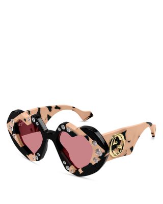 Gucci Hollywood Forever Crystal Heart Sunglasses, 48mm