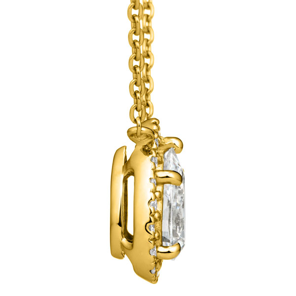 K18YG ルシーダ ペアシェイプ ダイヤモンド ヘイロー ネックレス 0.5ct