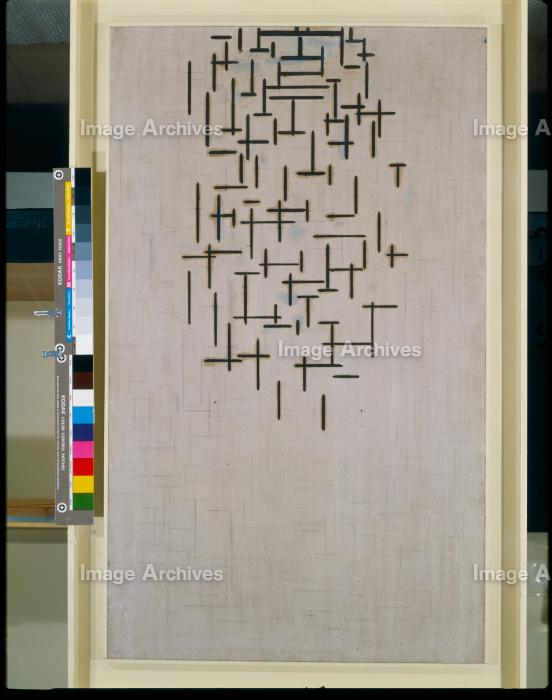 油絵 ロンロンロン コンポジション*鳥 黄・赤・青と黒のコンポジション