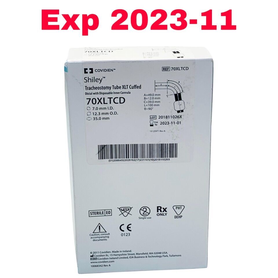 New COVIDIEN REF 70XLTCD, Shiley Tracheostomy Tube XLT Cuffed