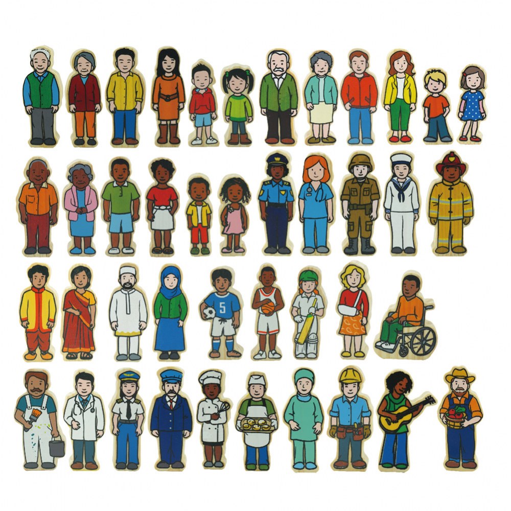 Wooden Community People - 42 Pieces