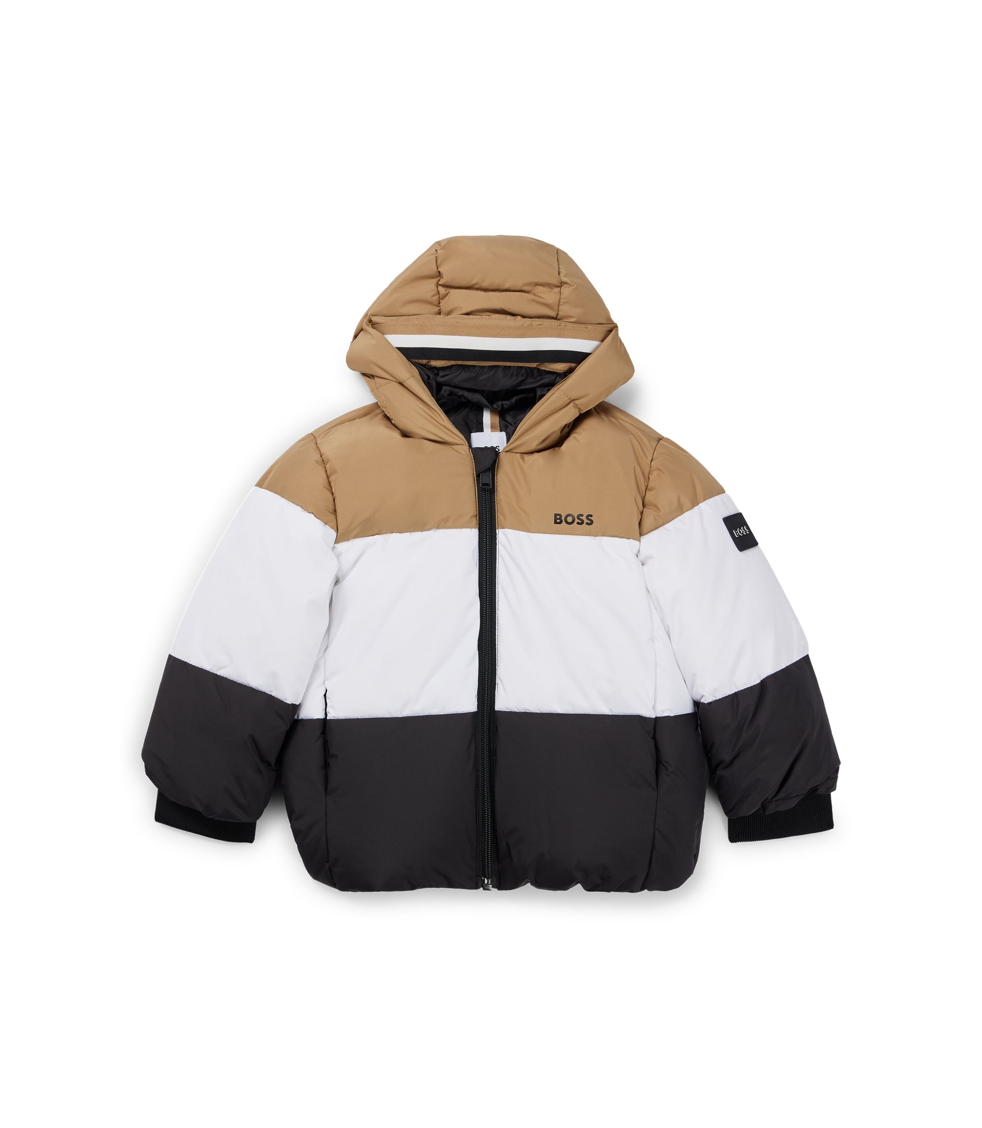 BOSS - Kids' water-repellent puffer jacket with signature-stripe