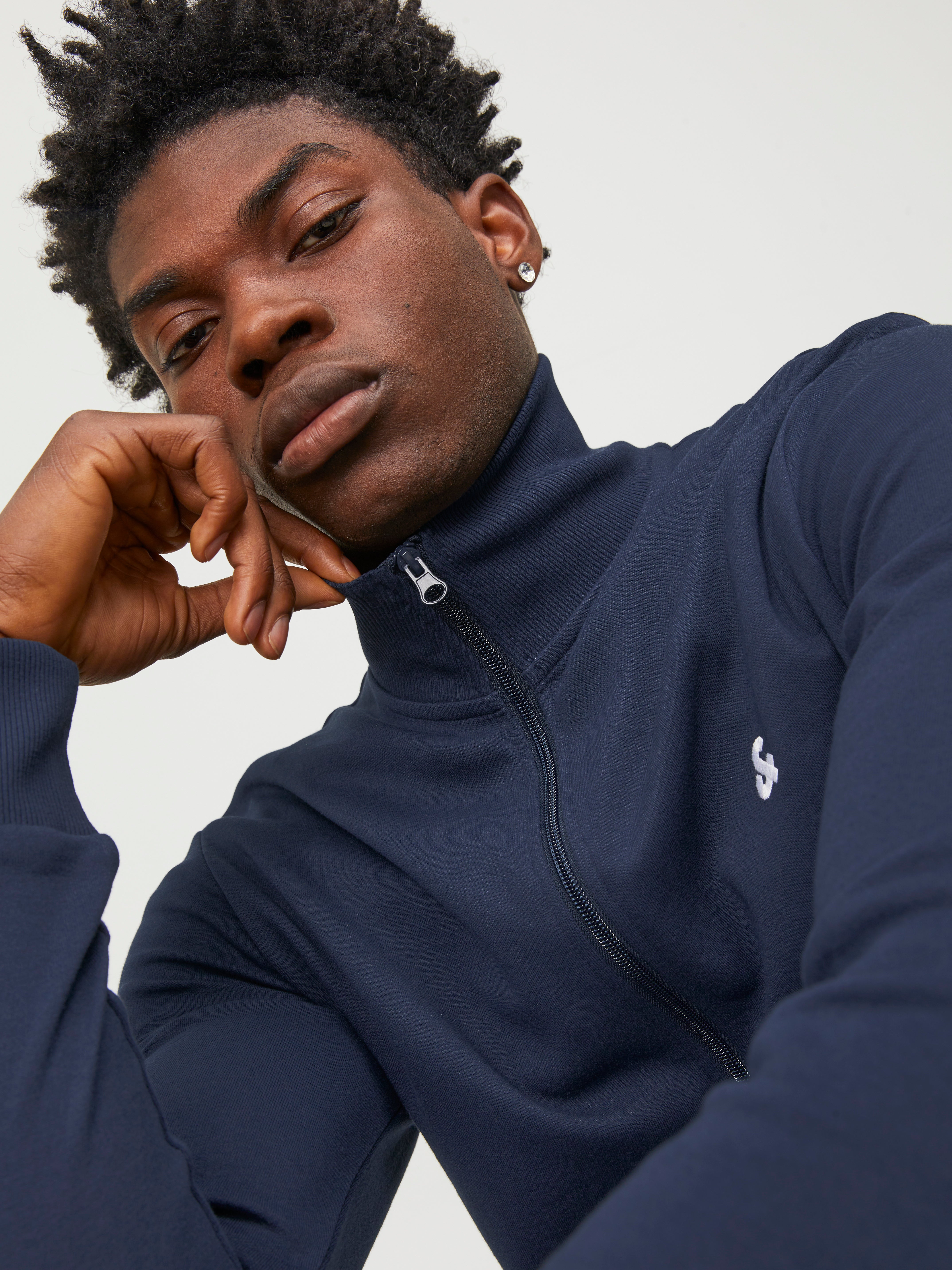 Logo Zip Sweatshirt | Dark Blue | Jack & Jones®
