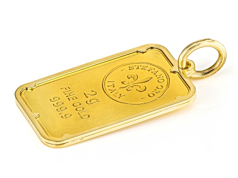 24k Yellow Gold 2g Cancer Ingot with 14k Yellow Gold Frame