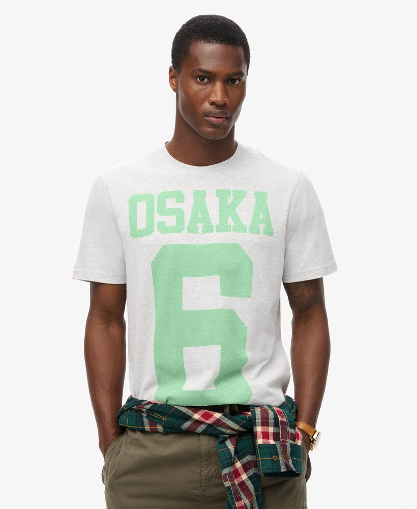 mens Osaka 6 Marl Standard T-Shirt in Glacier Grey Marl | Superdry US