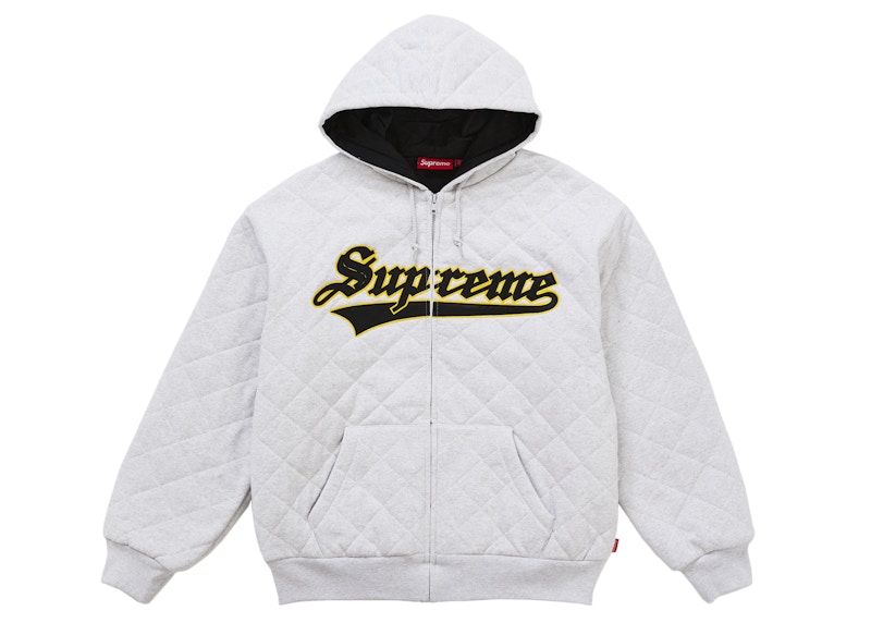 Supreme Quilted Zip Up Hooded Sweatshirt Ash Grey Men's - FW25 - US