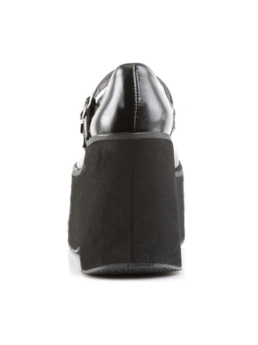 Kera-08 Black Platform Mary Janes with Double Buckle Straps