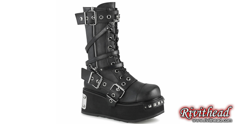 TRASHVILLE-250 - Mens 3 1/4 Inch Tall Gothic Platform Boots