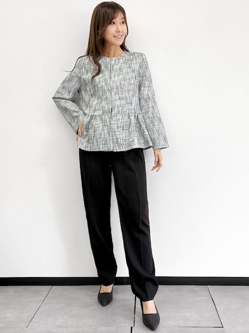 セール】【3点セット】ツイードノーカラージャケット ブラウス