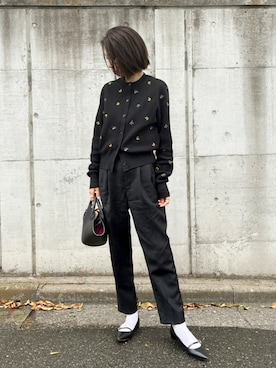 新品】CABaN コットンカシミヤ フラワーエンブロイダリーカーディガン