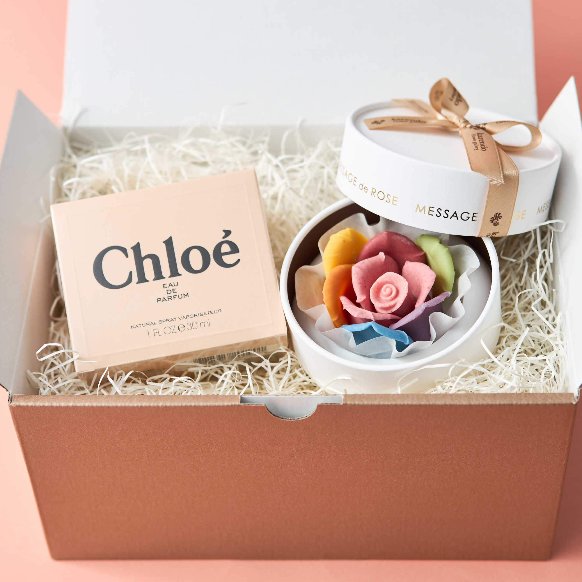 ギフトBOX付】選べるブランド香水＆お花のチョコレートセット