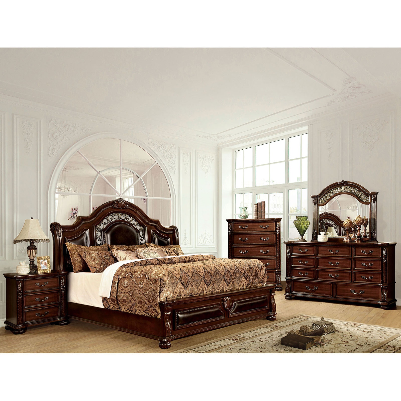 Furniture of America Bedroom 5 Pc. Queen Bedroom Set with 2NS