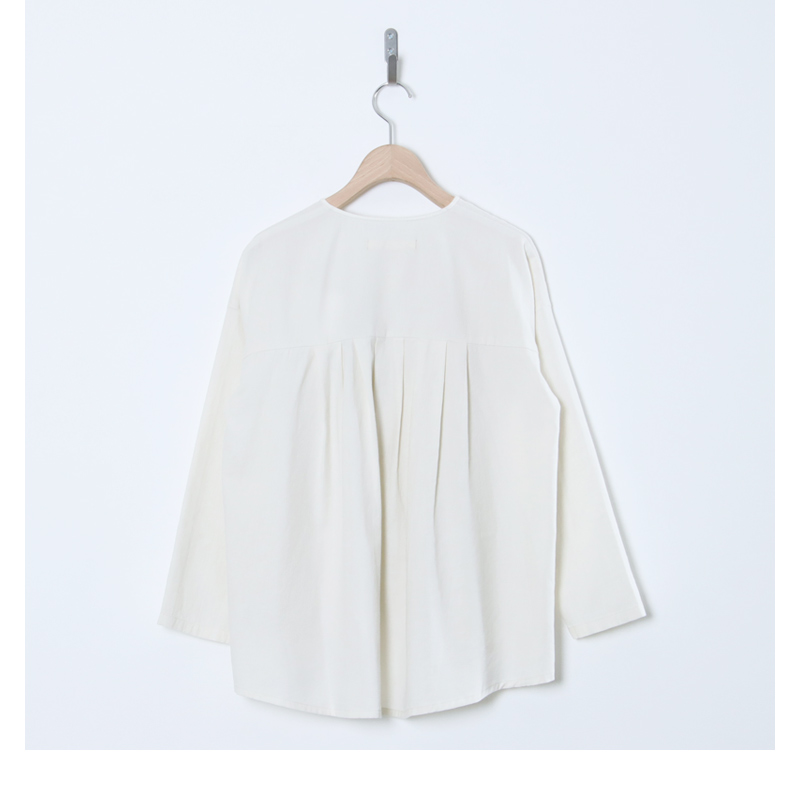 evameva (エヴァムエヴァ) cotton wool no collar shirt / コットン