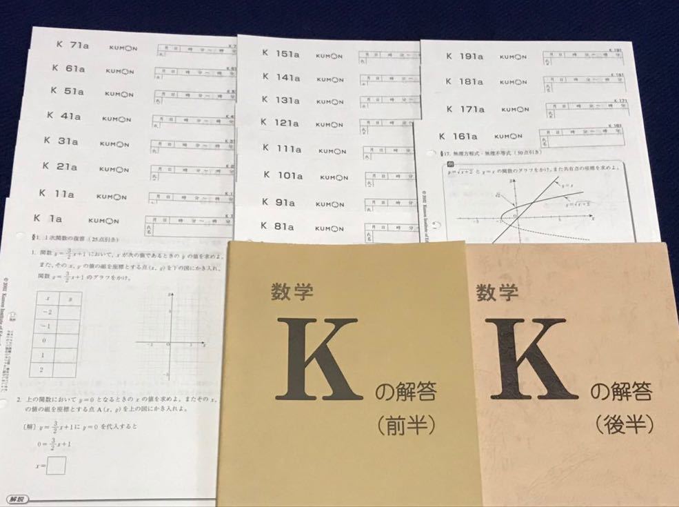 くもん KUMON 算数・数学 K教材（高校2年生相当） プリント200枚（1