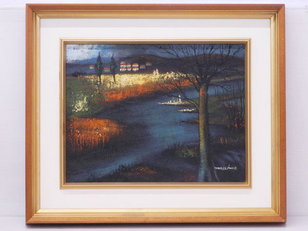 肉質油絵横F6ヨーロッパ風景額装仕上げ品